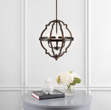 Ogee 16.75" Adjustable Iron Rustic Industrial LED Pendant - JONATHAN Y